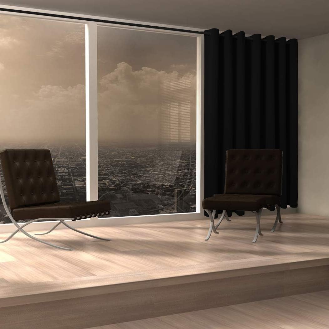 BONZER Room Divider Curtain Grommet Thermal Insulated Wide Blackout Curtains for Bedroom Living Room, 96L x 108W Inch (8L x 9W ft), 1 Panel, Black