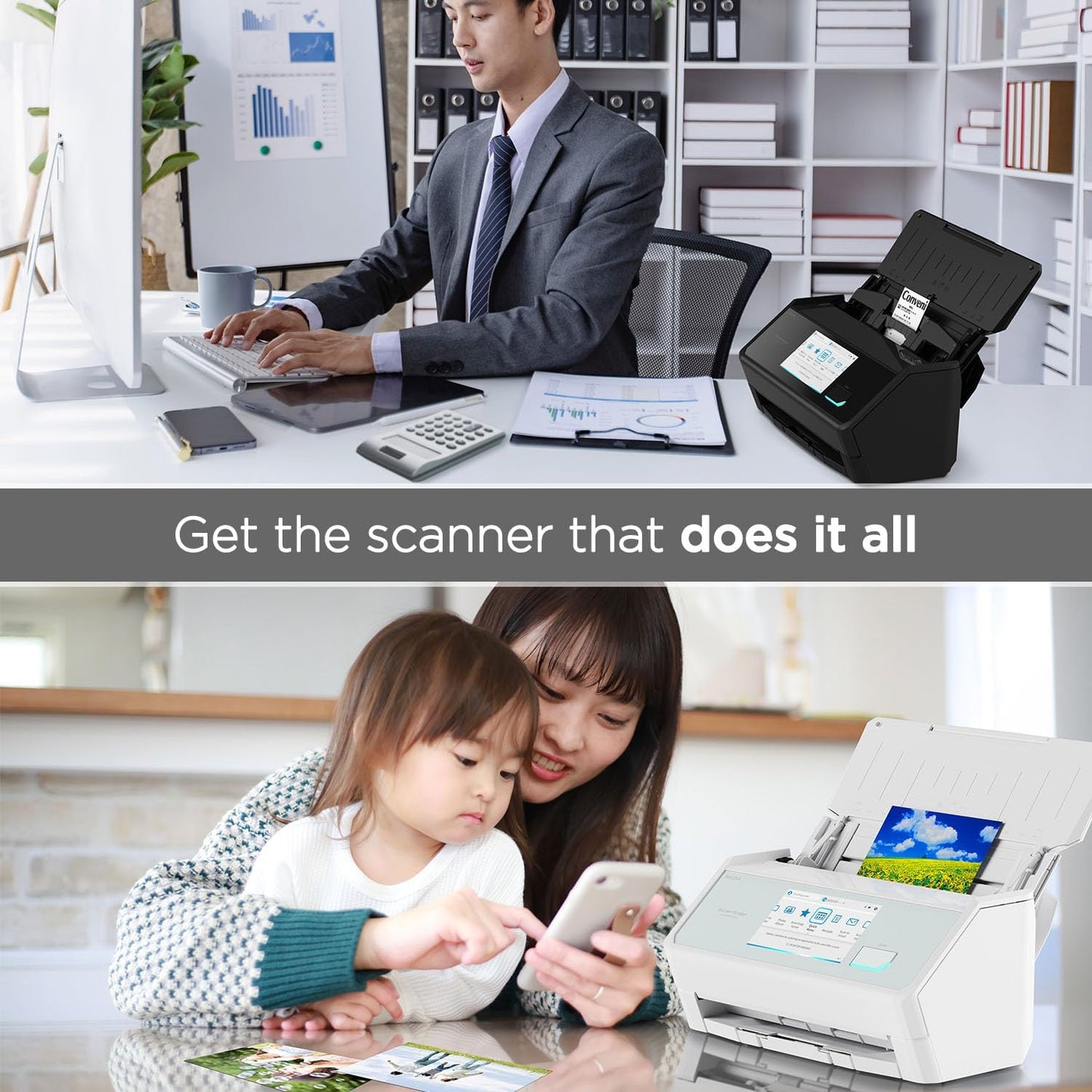 ScanSnap iX2500 Wireless or USB High-Speed Cloud Enabled Document, Photo & Receipt Scanner with Large 5" Touchscreen and 100 Page Auto Document Feeder for Mac or PC, Black