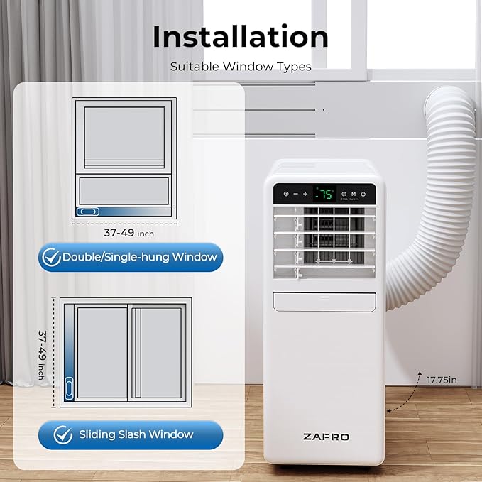 10,000 BTU Portable Air Conditioner, 3-IN-1 Smart AC Unit with Fan/Dehumidifier/Drainage-free Cooling, APP/Voice/Remote/Touch, 47 dB, Sleep Mode, Window Installation Kit, 24H Timer for Home/Office