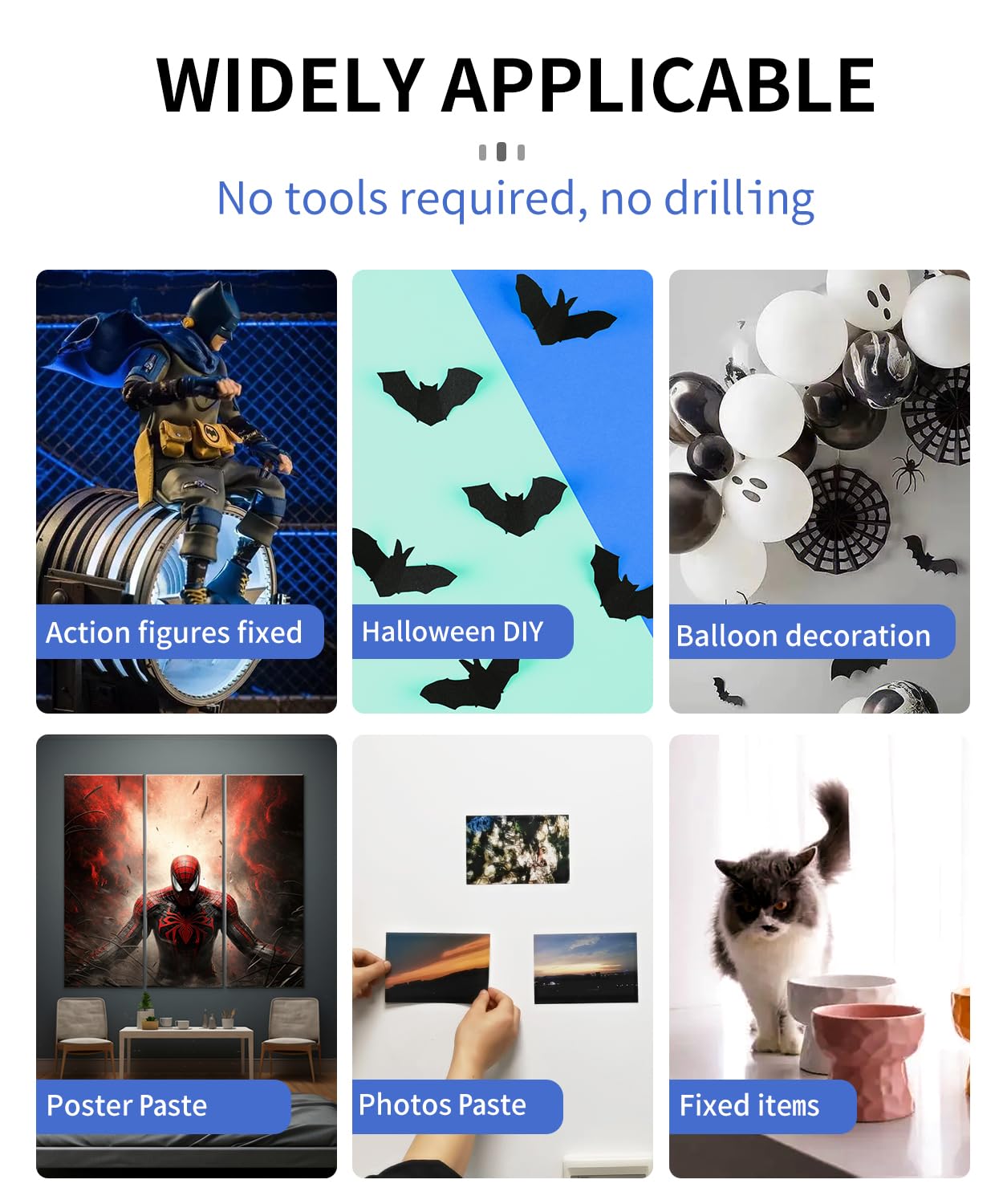 Nano Double Sided Adhesive Pads Strong Sticky Dots & Residue-Free, Mounting Tape Heavy Duty Hang Picture Decor Poster Map, Clear Large Dots Tape Removable, 180 Pcs 1.38x0.6 in