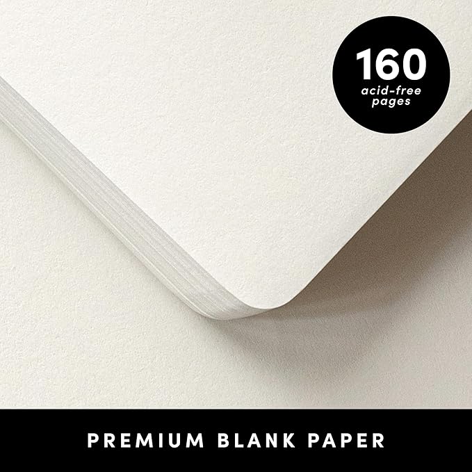 PAPERAGE Blank Journal Notebook, (Green), 160 Pages, Medium 5.6 in x 8 in - 100 GSM Thick Paper – Hardcover Journaling Notebook for Work, School, Note Taking or Sketching