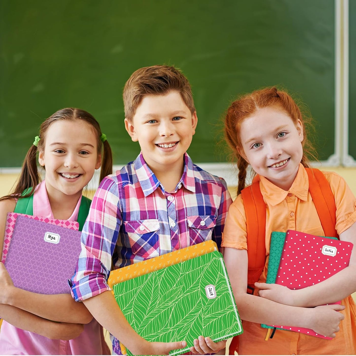 Jumbo Book Covers 8 Pack Reusable Fabric Book Cover Protective Books Covers 9 x 11 Inch Colorful Plaid Stretchable Books Sleeve Cover with Sticker for Most Hardcover Textbooks Up to 10 x 12.5 Inch