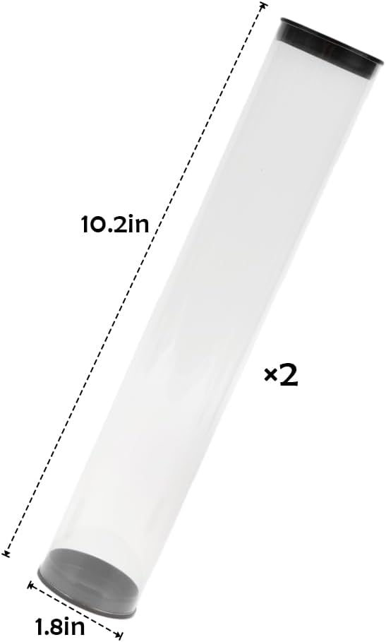 2 Pack Clear Tube Golf Ball Storage Case, Golf Barrel Clear Tubes, Portable with Caps Golf Ball Cases for Home Store Display Use, Hold 6 Golf Balls, 10.2" L x 1.8" W