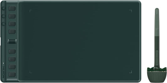 HUION Inspiroy 2 Medium Drawing Tablet with Scroll Wheel 8 Customized Keys Battery-Free Stylus for Digital Art, Design, Sketch, 9x5inch Graphics Tablet Works with Mac, PC & Mobile, Green