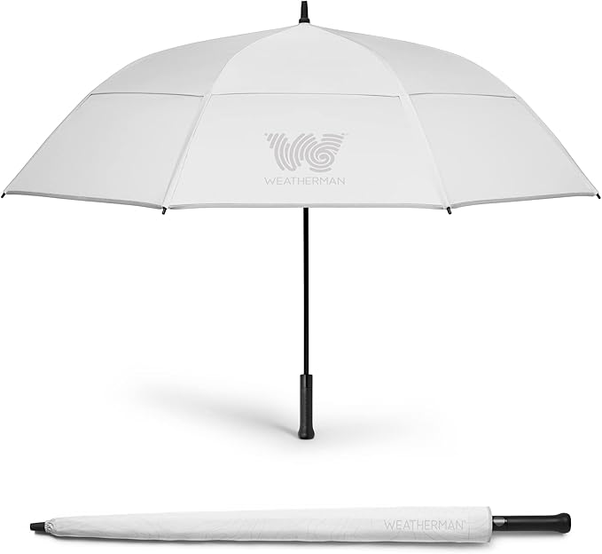 Weatherman Umbrella - Golf Umbrella - Windproof Sports Umbrella Resists Up to 55 MPH Winds - Available in 2 Sizes and 5 Colors