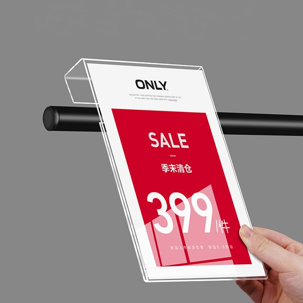 Acrylic Sign Holder Price Tag Displays Sign Holder Ads Display Stand for Retail Store Clothing Price (Horizontal A6 150×100mm /5.91×3.94 inches)