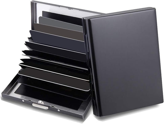 EASTNIGHTS RFID Credit Card Holder Protector Metal Credit Card Wallet Business Card Holder for Men Women Gift Box Package (Black)