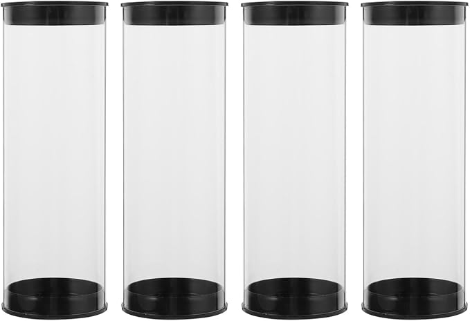 HANABASS 4pcs Transparent Tennis Ball Can Holder Empty Golf Canister Clear Plastic Tennis Tube Small Balls Storage Container for Golf Training Accessories