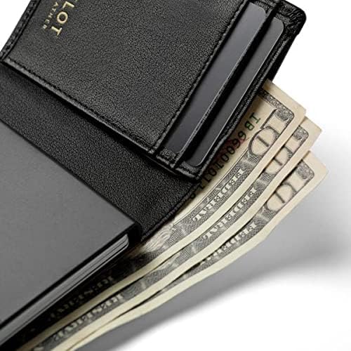 Unisex Trifold Cardholder Wallet/Genuine Leather Wallet / W5 (Black)