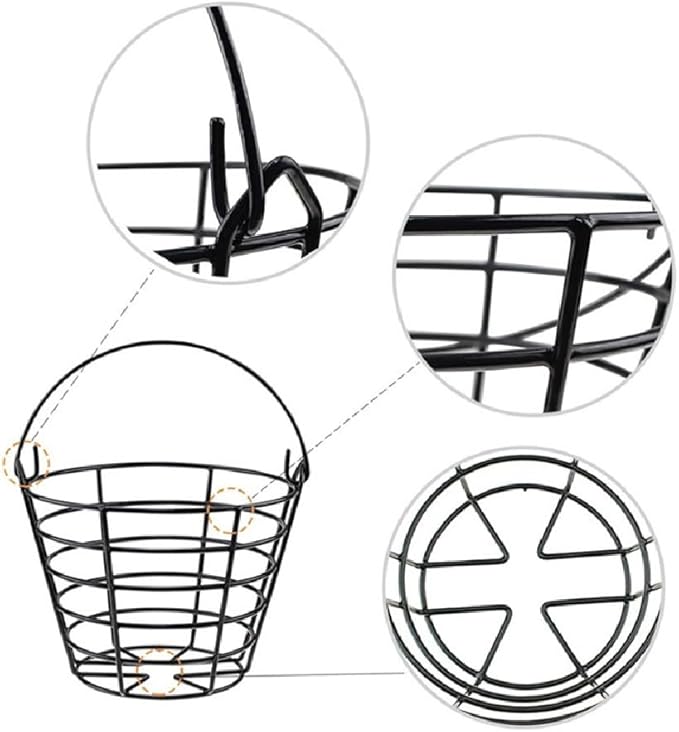 Metal Range Golf Ball Baskets with Handle, Golf Ball Storage Bucket, Holds 50 Golf Balls (Golf Balls Not Included).
