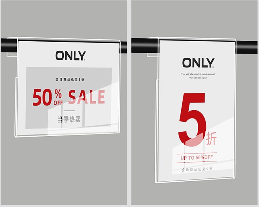Acrylic Sign Holder Price Tag Displays Sign Holder Ads Display Stand for Retail Store Clothing Price (Horizontal A6 150×100mm /5.91×3.94 inches)