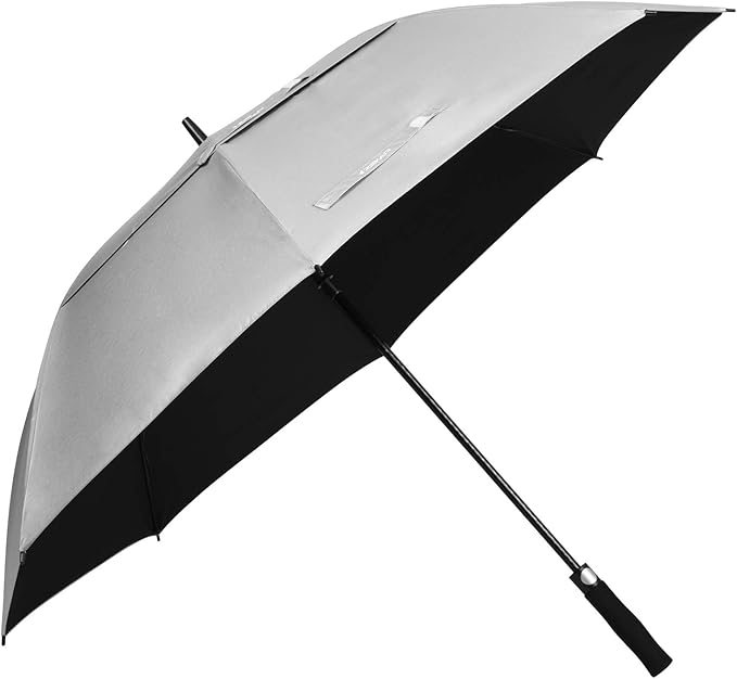 ZEKAR 62" & 68" Windproof Large UV Protection Golf Umbrella, UPF 50+ Patio Umbrella | Keep You Cool (Silver, 62")
