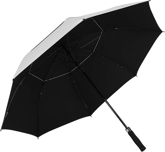 ZEKAR 62" & 68" Windproof Large Vented Canopy Golf Umbrella, UPF 50+ Patio Umbrella | Sun UV Protection | Keep You Cool (Silver, 68"-Pack-of-2)