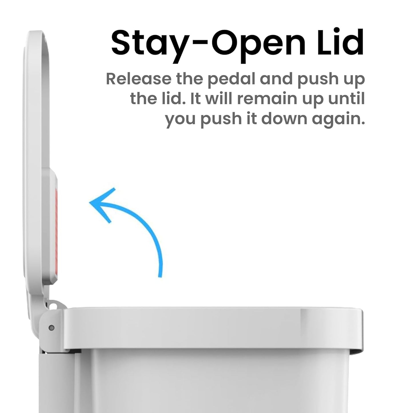 iTouchless SoftStep 13.2 Gal / 50L Step Pedal Kitchen Trash Can with Odor Filter, Durable Dent-Proof Construction and Stainless Steel Trim, Garbage Bin with Lid for Home Office, Bedroom, White Plastic
