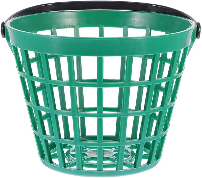 Garneck Golf Ball Storage Basket Nylon Golf Ball Basket Green Golfball Container with Handle Golf Range Bucket Storage Organizer Stadium Accessories for Practice Range and Outdoor Use