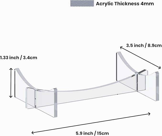 Football Stand Holder, 2-Pack Acrylic Display Stand for Rugby Ball, Clear Rack for Memorial Sports Gloves, 5.9x3.5x1.3 inch
