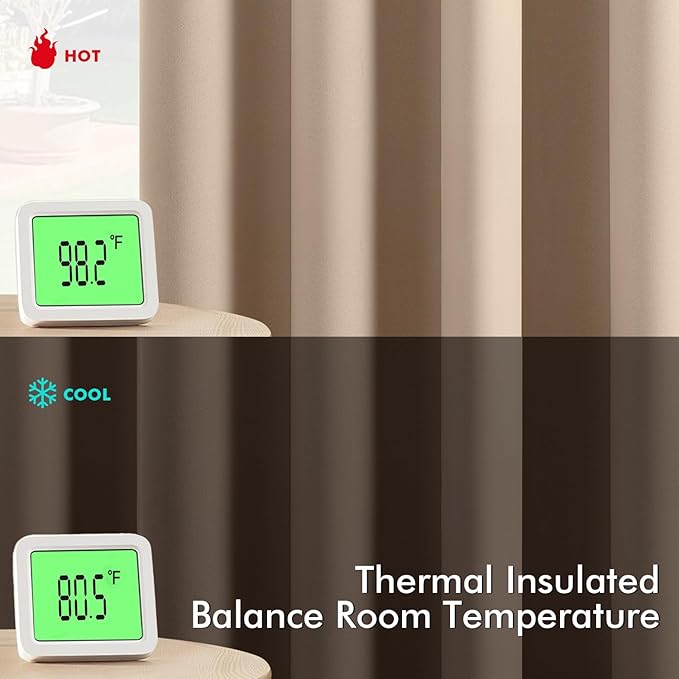 MIULEE Beige Blackout Curtains for Bedroom Living Room 84 Inches Long 2 Panels, Thermal Insulated Room Darkening Drapes Solid Grommet Top Noise Reduction Light Blocking Window Treatments 40x84 Inch