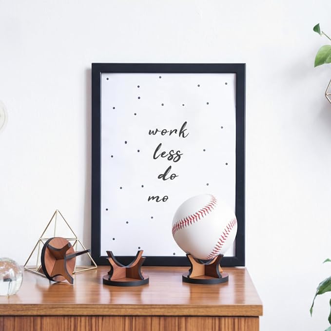 3 Pieces Acrylic Small Ball Stand Holder Sport Ball Display Rack Baseball Display Stand with 3 Pieces Non-Slip Rubber Pads for Baseball Golf Softball Tennis Spheres