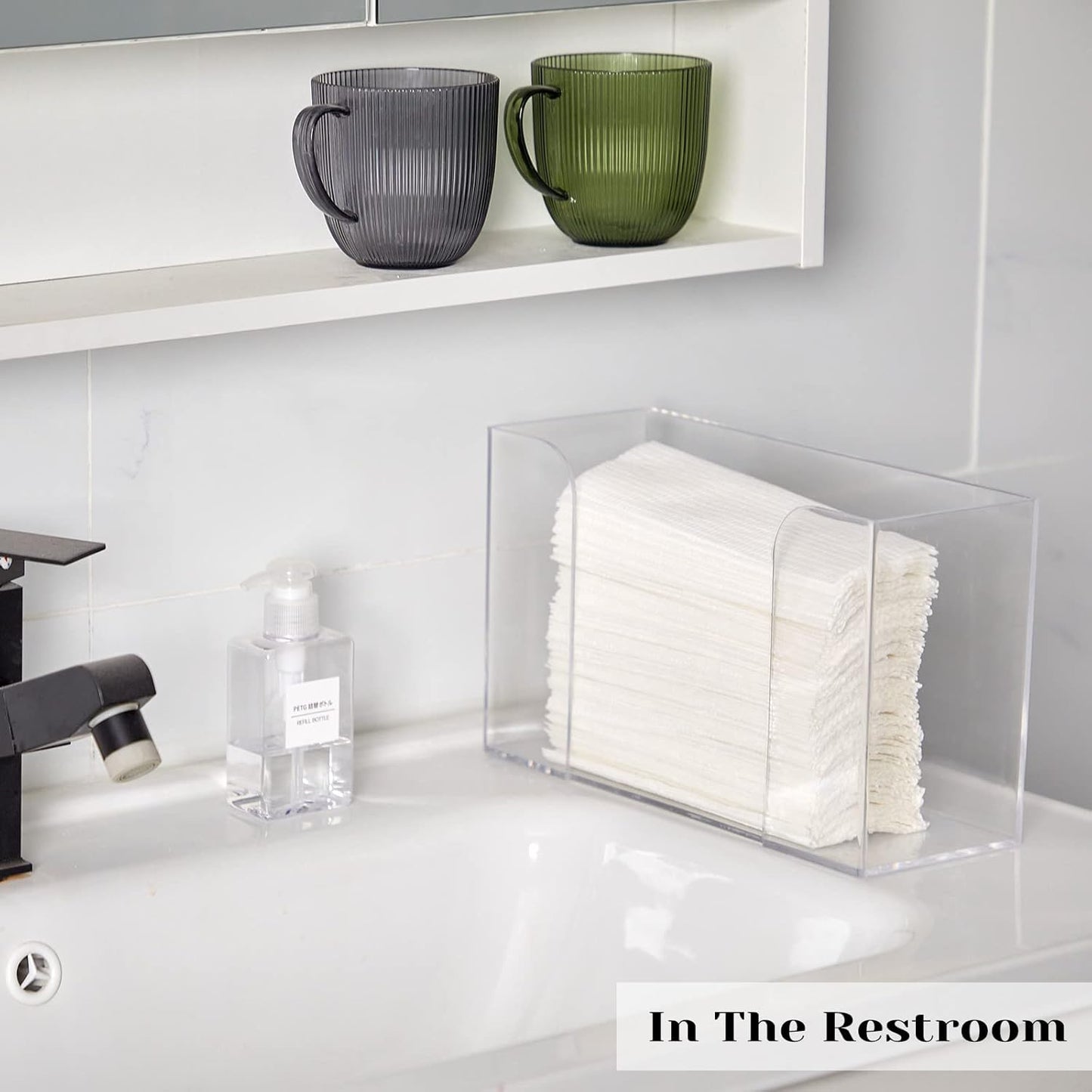 Deekin 4 Pcs Acrylic Paper Towel Dispenser Countertop Paper Towel Holder, Clear Trifold Guest Napkin Dispenser for Z-fold, C-fold or Multifold paper holder for Bathroom Toilet and Kitchen