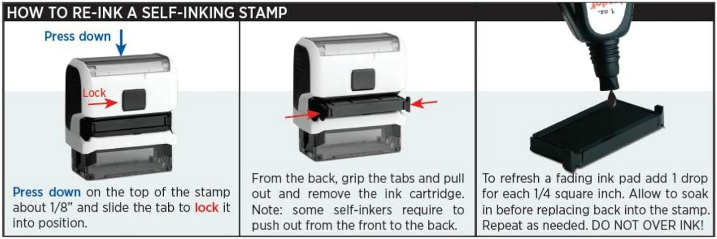 Infusion Self-Inking Custom Rubber Stamp (Personal or Business Use) - Choose from 16 Colors (5/8" x 3")