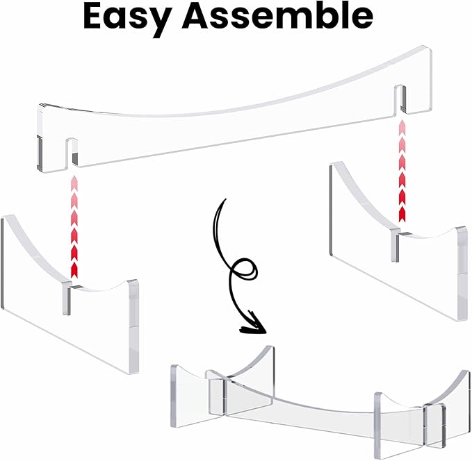 Football Stand Holder, 2-Pack Acrylic Display Stand for Rugby Ball, Clear Rack for Memorial Sports Gloves, 5.9x3.5x1.3 inch
