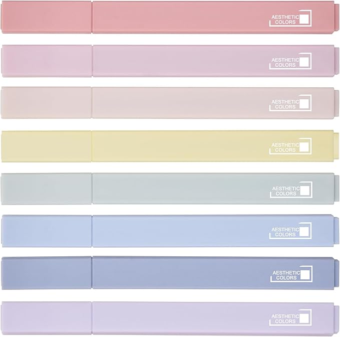 8 Colors Aesthetic Highlighters, 4mm Line Width, Assorted Colors With Soft Chisel Tip, No Bleed Bible, Great for School, Nice to Eyes, Pastel