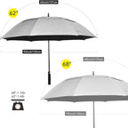 ZEKAR 62" & 68" Windproof Large Vented Canopy Golf Umbrella, UPF 50+ Patio Umbrella | Sun UV Protection | Keep You Cool (Silver, 68")