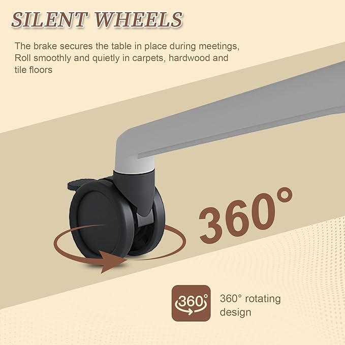 Folding Conference Room Table, Modern Conference Tables with Wheels, Large Rectangular Mobile Training Tables for Office Classroom, Foldable Modular Boardroom Seminar Table (4pack L70.9in)