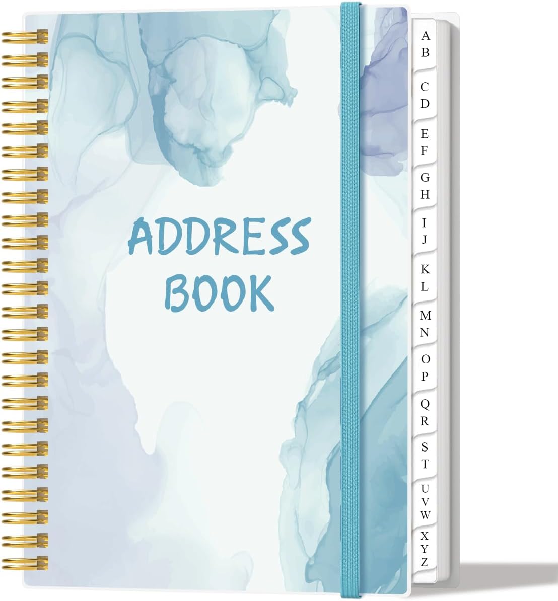 Address Book with Alphabetical Tabs - A5 Telephone & Address Book with Address Contacts, Special Date, Phone, Birthday & Internet Login Password for Home and Office, 6.2" x 8.5", Blue Watercolor