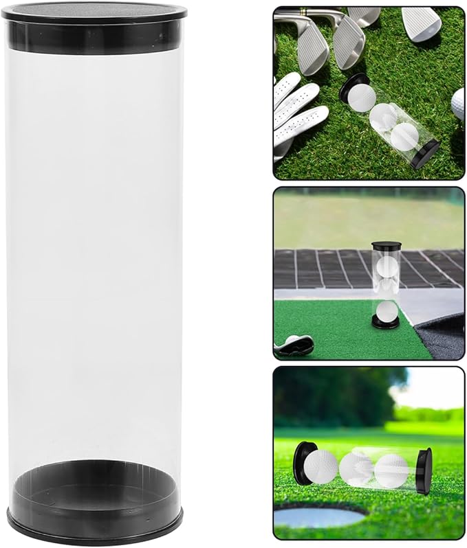 VOSAREA 2Pcs Golf Ball Holder Tube Transparent Golf Ball Container Scratch Design for Displaying Golf Balls for Collectors and Enthusiasts