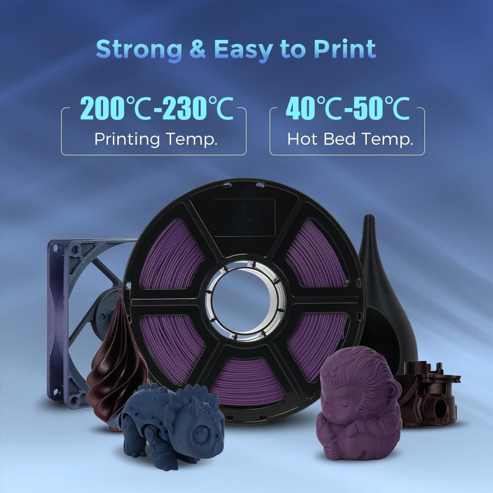 FLASHFORGE Carbon Fiber PLA Filament 1.75mm, Carbon Fiber Reinforced PLA 3D Printer Filament, 1KG Spool Dimensional Accuracy +/- 0.02mm, High Strength & High Abrasion-Resistance (Iris Purple)