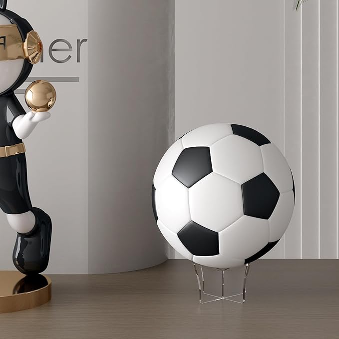Acrylic Large Ball Stand Holder 4.7x2.6 Inch, 2-Pack Display Stand for Football Basketball Soccer, Clear Volleyball Rugby Case Rack
