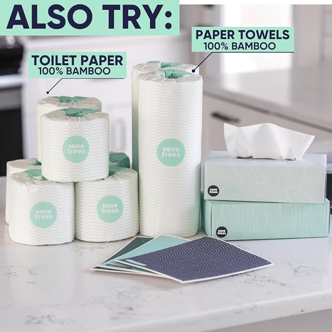 Bamboo Facial Tissues - 12 Boxes of Eco-Friendly, 3-Ply Hypoallergenic Tissues, 90 Sheets per Box, FSC Certified, Plastic-Free Packaging, Soft & Gentle for Home Use