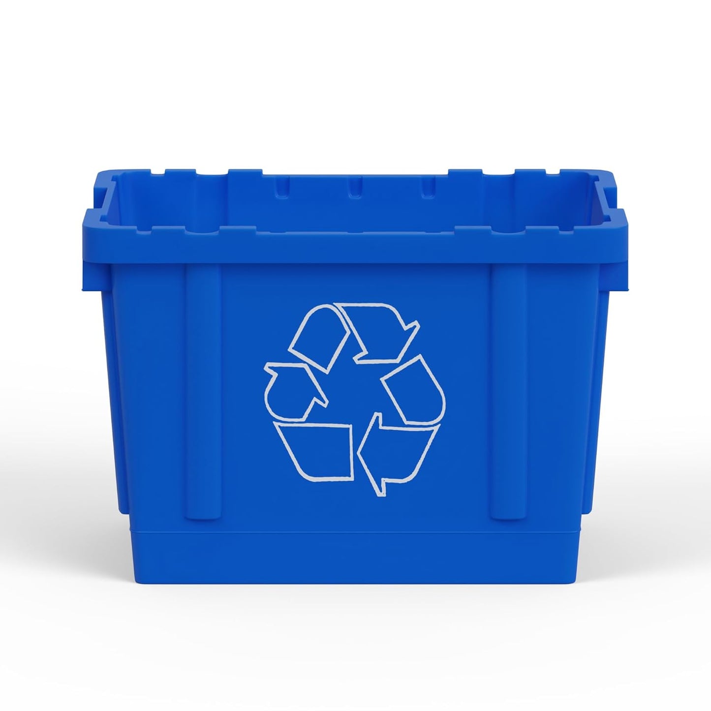 14 Gallon Rectangular Blue Recycling Bin | Inside Outside Curbside | Stackable Box for Paper Plastic