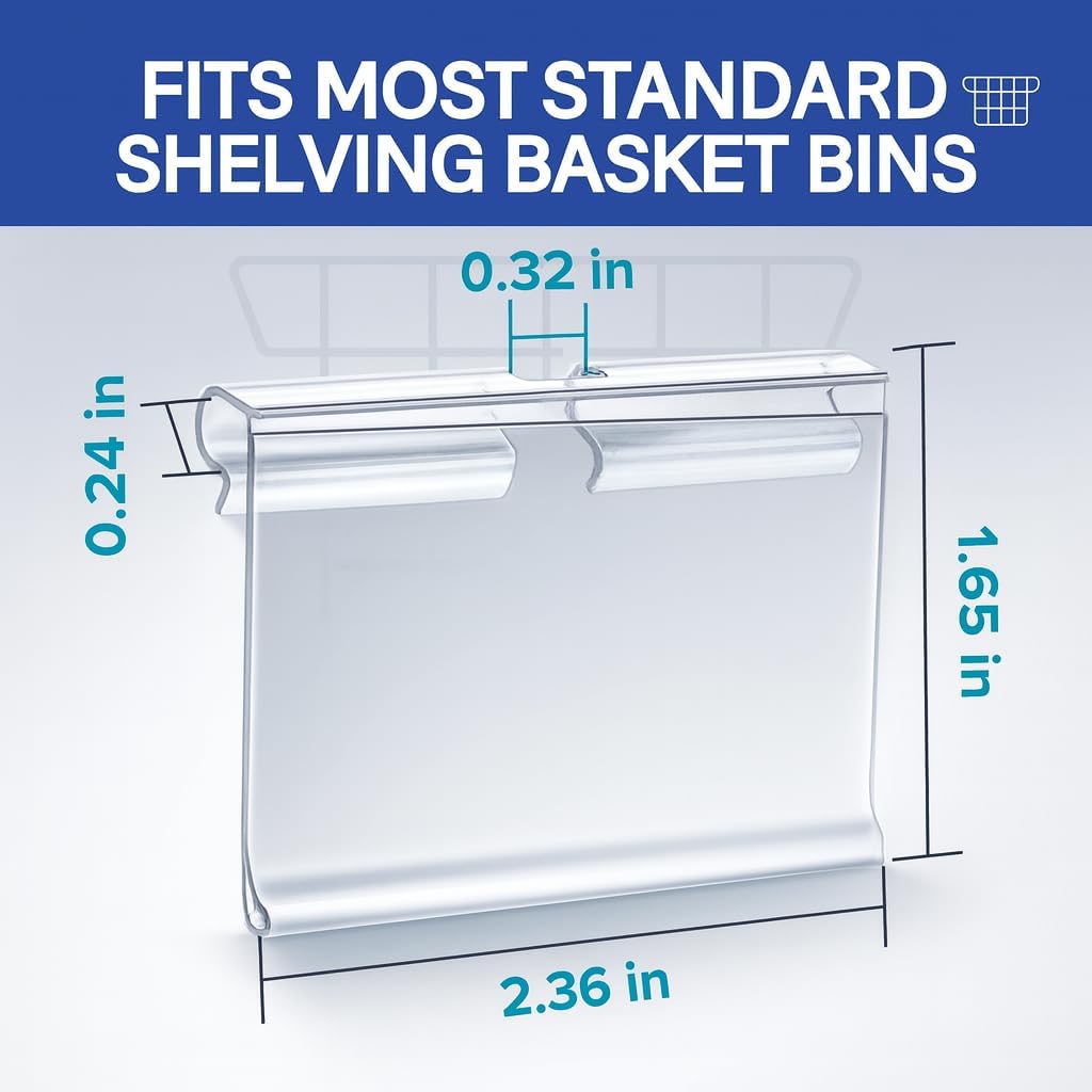 50 Pack Reusable Plastic Wire Shelf Label Holder, for Pantry Retail Merchandise Shopping Mall Store Shop Supermarket UPC Price Card Sign and Ticket Display Holder, Clip-On Design. 6cm X 4cm By NuBliss