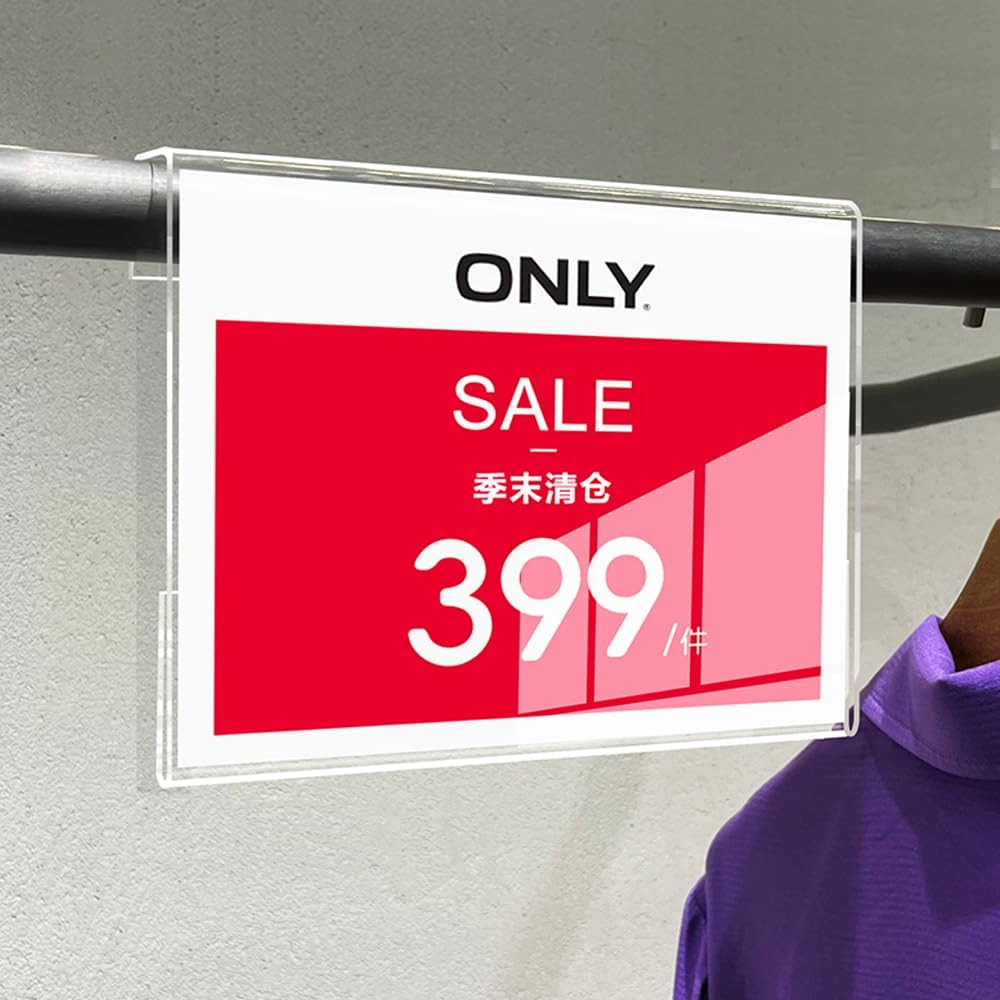 Acrylic Sign Holder Price Tag Displays Sign Holder Ads Display Stand for Retail Store Clothing Price (100*100mm/3.94*3.94inches)