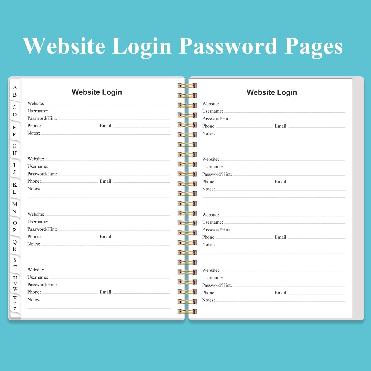 Address Book with Alphabetical Tabs - A5 Telephone & Address Book with Address Contacts, Special Date, Phone, Birthday & Internet Login Password for Home and Office, 6.2" x 8.5", Blue Watercolor