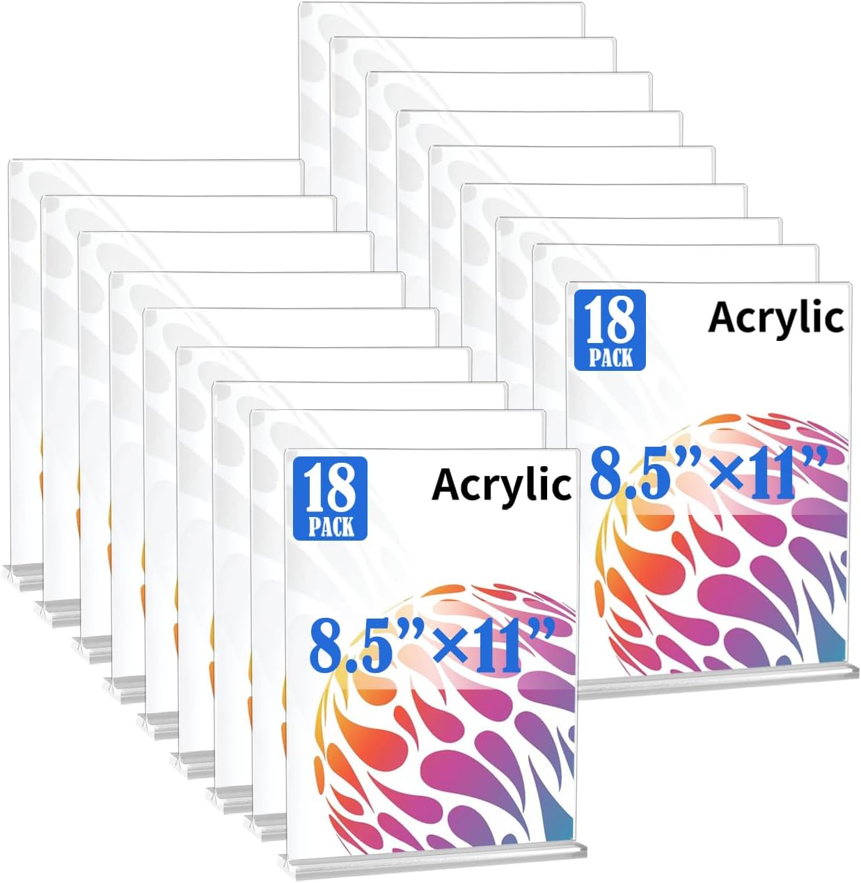 18 Pack Acrylic Sign Holder 8.5 X 11, Vertical T Shape acrylic sign holder for Office Store Restaurants Wedding Party Decoration