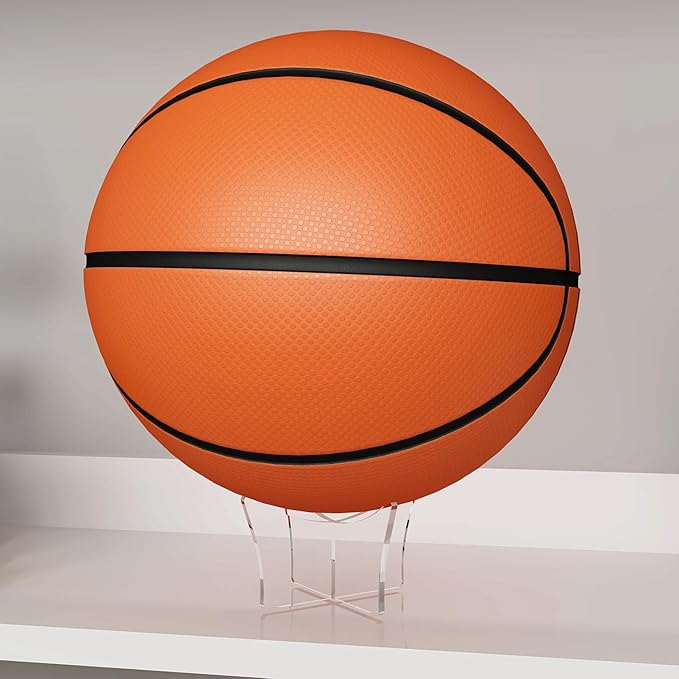 Acrylic Large Ball Stand Holder 4.7x2.6 Inch, 2-Pack Display Stand for Football Basketball Soccer, Clear Volleyball Rugby Case Rack