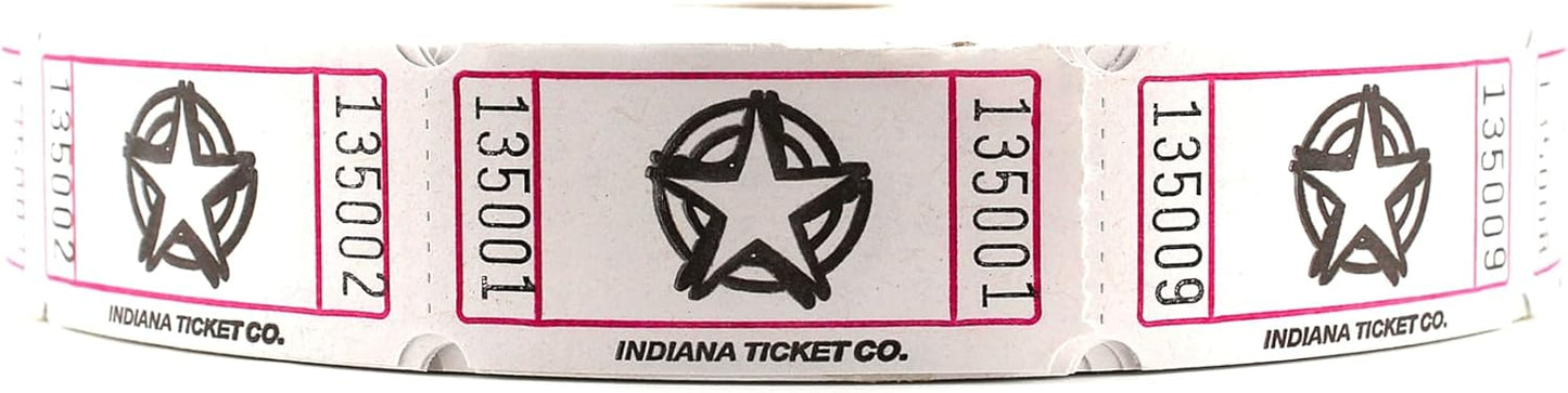 INDIANA TICKET CO. White Star Roll Tickets – 2000 Per Roll – Single Roll – 1" x 2" Paper Tickets for Events, Carnivals, Raffles, Admissions, Games, Fundraisers