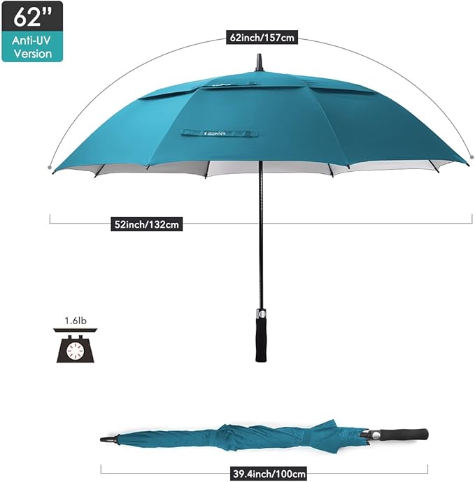 ZEKAR 54/62/68 inch Rain/Sun Windproof Large UV Protection Golf Umbrella