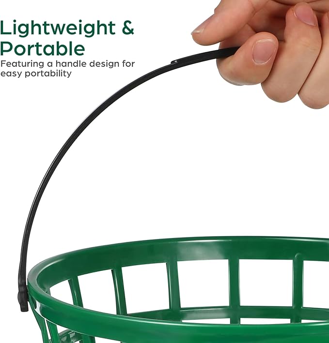 YARNOW Golf Ball Basket with Handle Nylon Golf Ball Container Golf Ball Bin (Green, Golf Balls are Excluded)