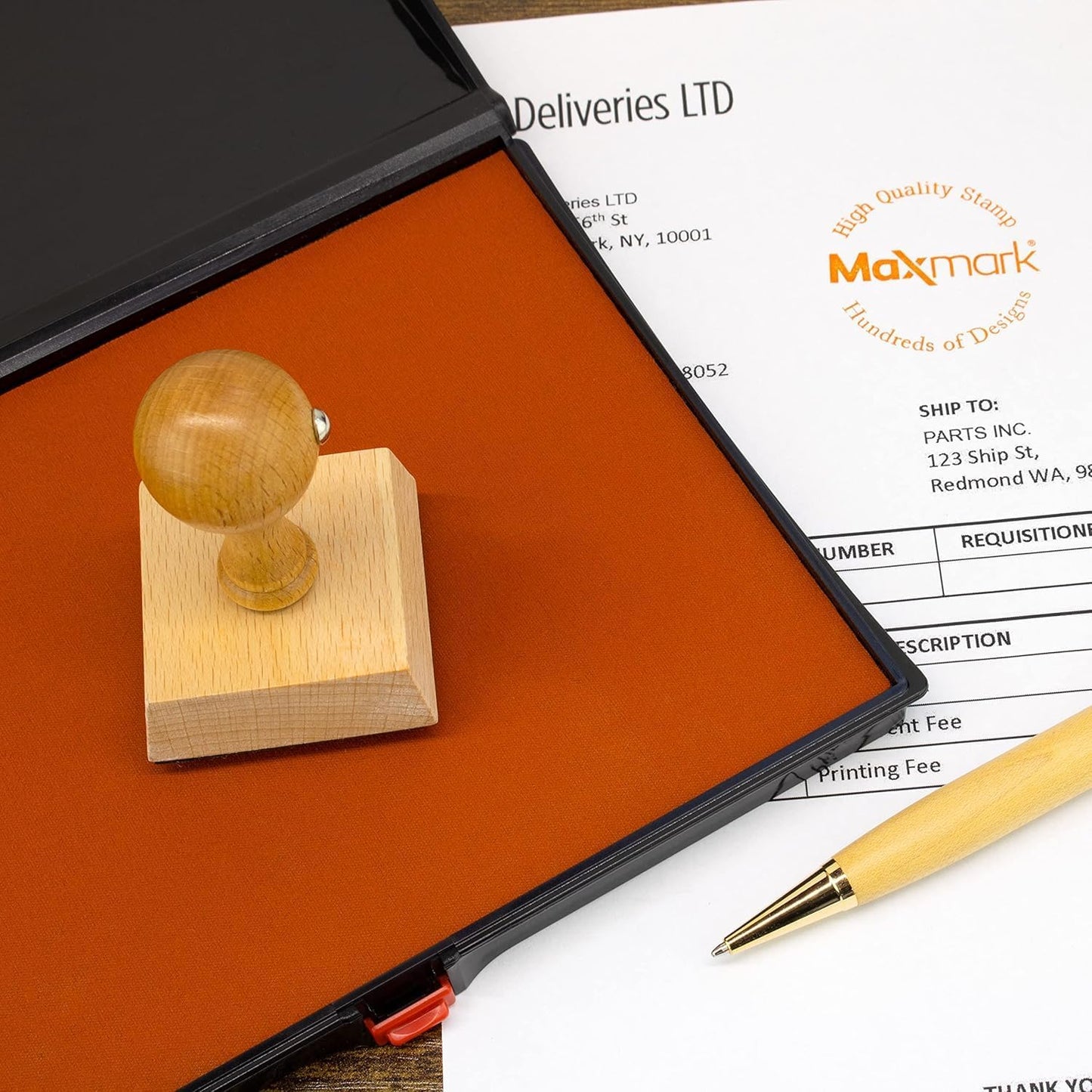 Large Premium Green Ink Stamp Pad - 5" by 7" - Quality Felt Pad - Case with Closing snap