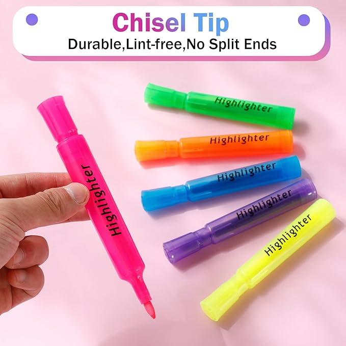Teling 180 Pcs Highlighters Bulk Chisel Tip Tank Style Highlighters for School Classroom Assorted Color Fluorescent Pens for Office Shop