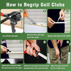All-in-One Golf Grip Kit for Regripping Golf Clubs, 360° Swivel Portable Table Vise Rubber Clamp Golf Grip Removal Tool with Golf Grip Replacement Tape and Solvent, Golf Club Regripping Kit