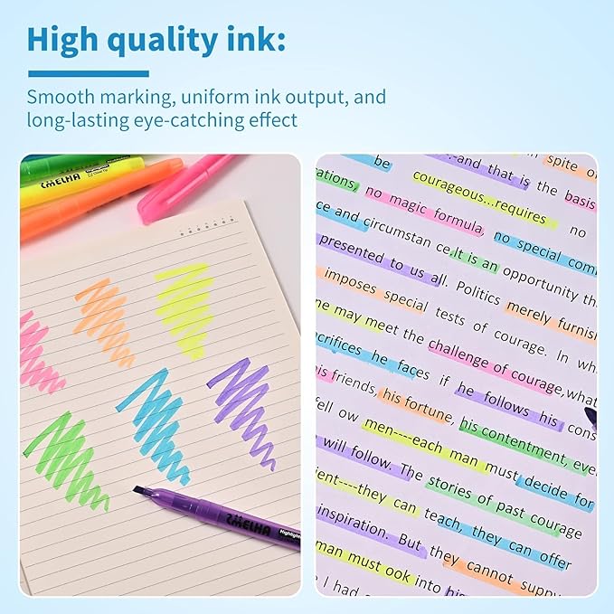 SMELHA Highlighters - 150 Pack Assorted Colors, 6 Colors, Chisel Tip, Quick Dry, Suitable for Offices, Schools, Home