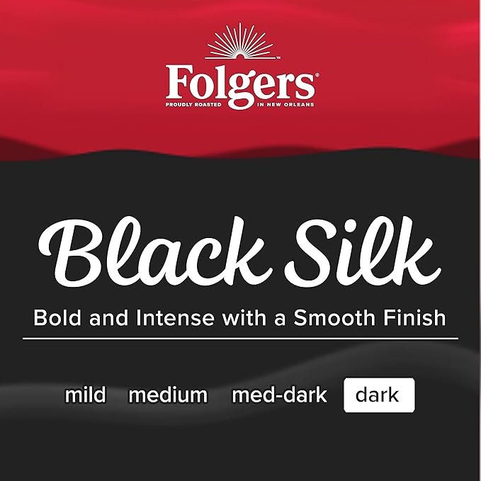 Folgers Black Silk Dark Roast Coffee, 72 Keurig K-Cup Pods