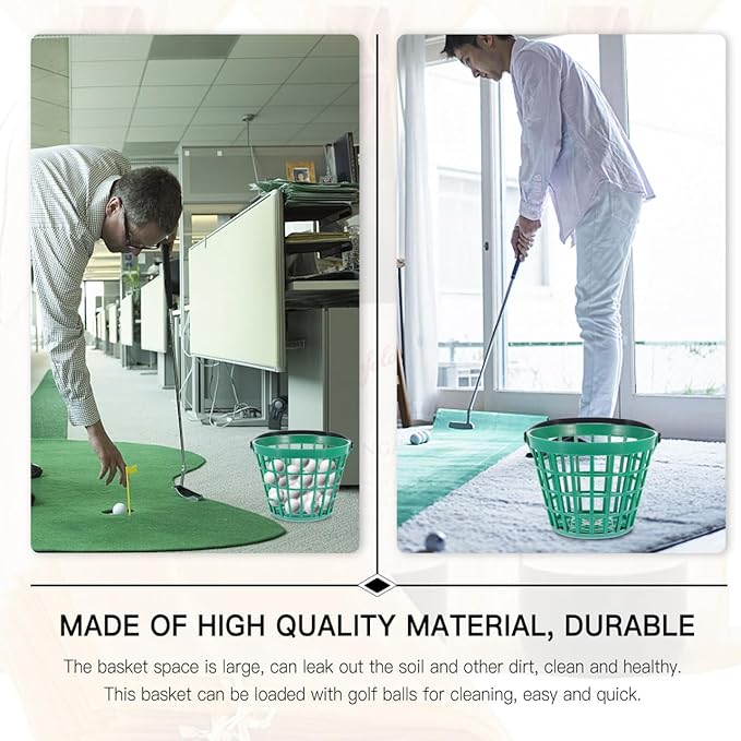 Garneck Golf Ball Storage Basket Nylon Golf Ball Basket Green Golfball Container with Handle Golf Range Bucket Storage Organizer Stadium Accessories for Practice Range and Outdoor Use