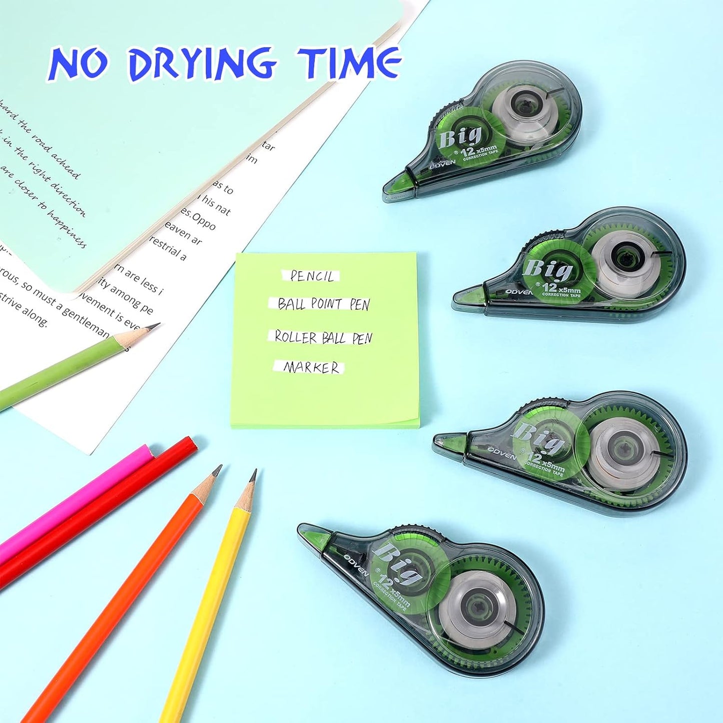 Yexiya 24 Pieces Correction Tapes Original Correction Wide Eraser Applicator Easy to Use Applicator Translucent Tapes Shows for Office Note Journal Scrapbooking, 0.2 Inch x 39.4 Feet