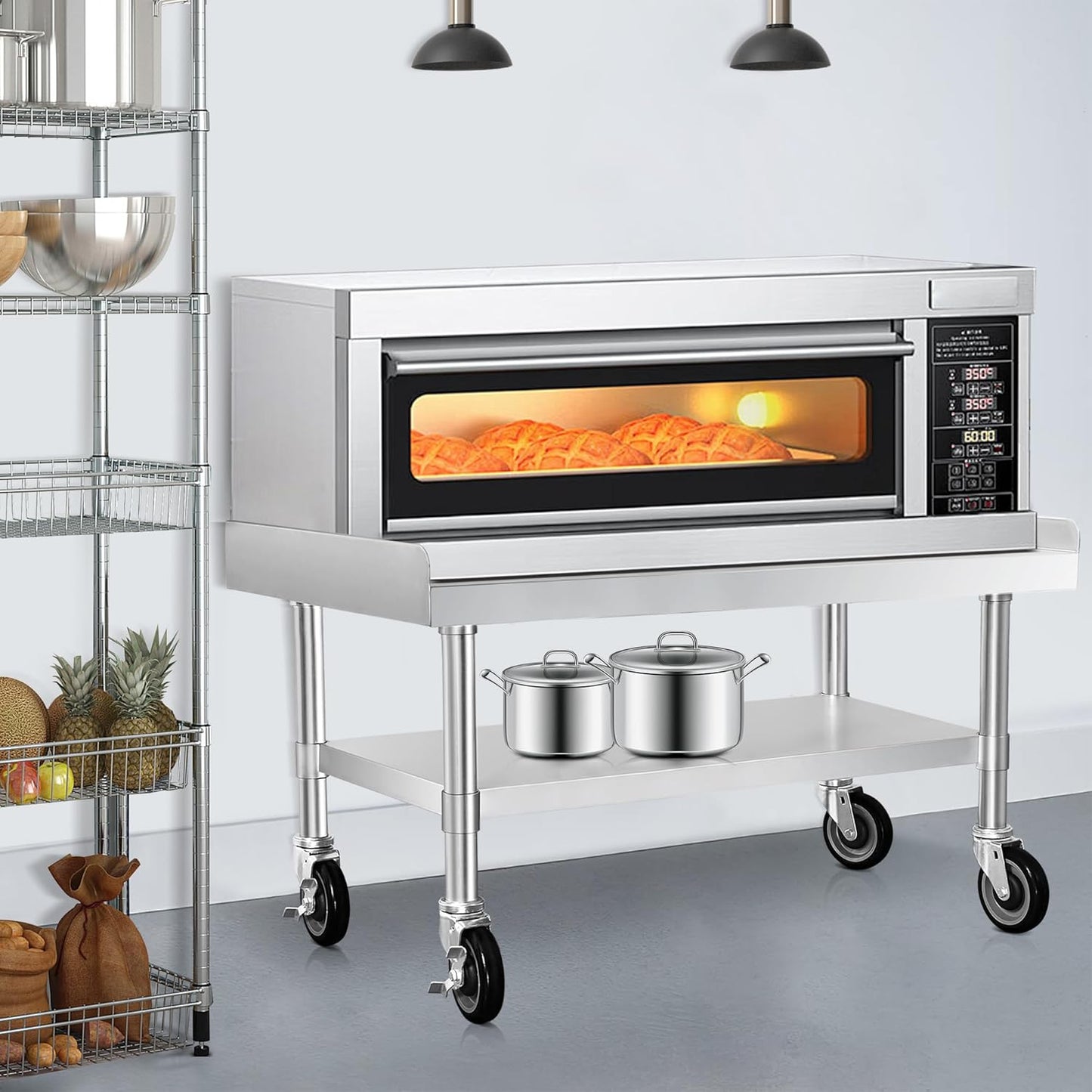 HARDURA Stainless Steel Equipment Stand Metal Prep Table with Casters 30"X 48" NSF 430 for Commercial Food Prep